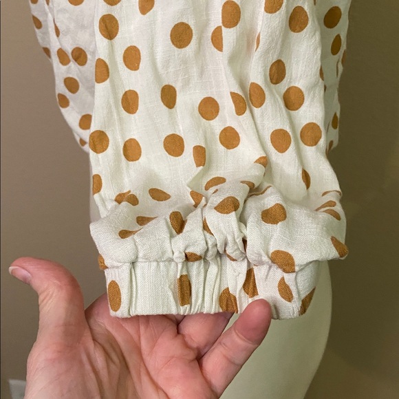 Zara White & Tan Polka Dots cropped viscose summer top 💕💕 M - Picture 7 of 8